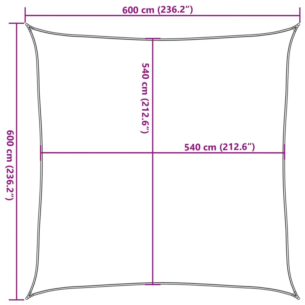 vidaXL Aurinkopurje 160 g/m² neliö hiekka 6x6 m HDPE