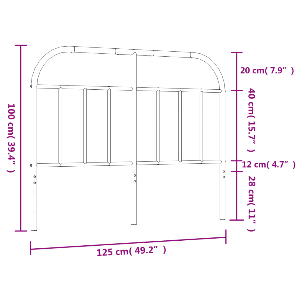 vidaXL Metallinen sängynpääty valkoinen 120 cm