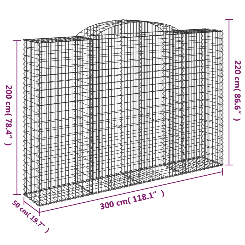 vidaXL Kaarevat kivikorit 9 kpl 300x50x200/220 cm galvanoitu rauta