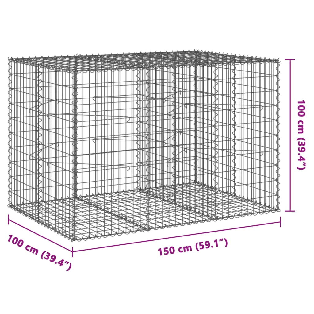 vidaXL Kivikori katolla 150x100x100 cm galvanoitu rauta