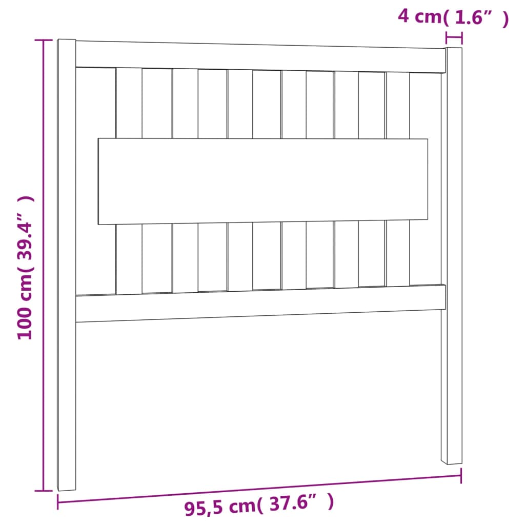 vidaXL Sängynpääty hunajanruskea 95,5x4x100 cm täysi mänty