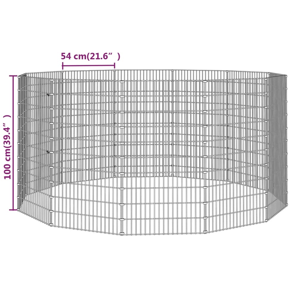 vidaXL Eläinhäkki Free Range 12-paneelia 54x100 cm galvanoitu rauta