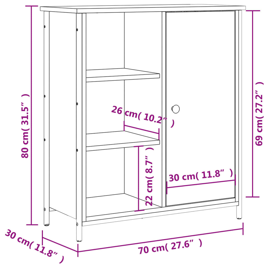 vidaXL Senkki savutammi 70x30x80 cm tekninen puu