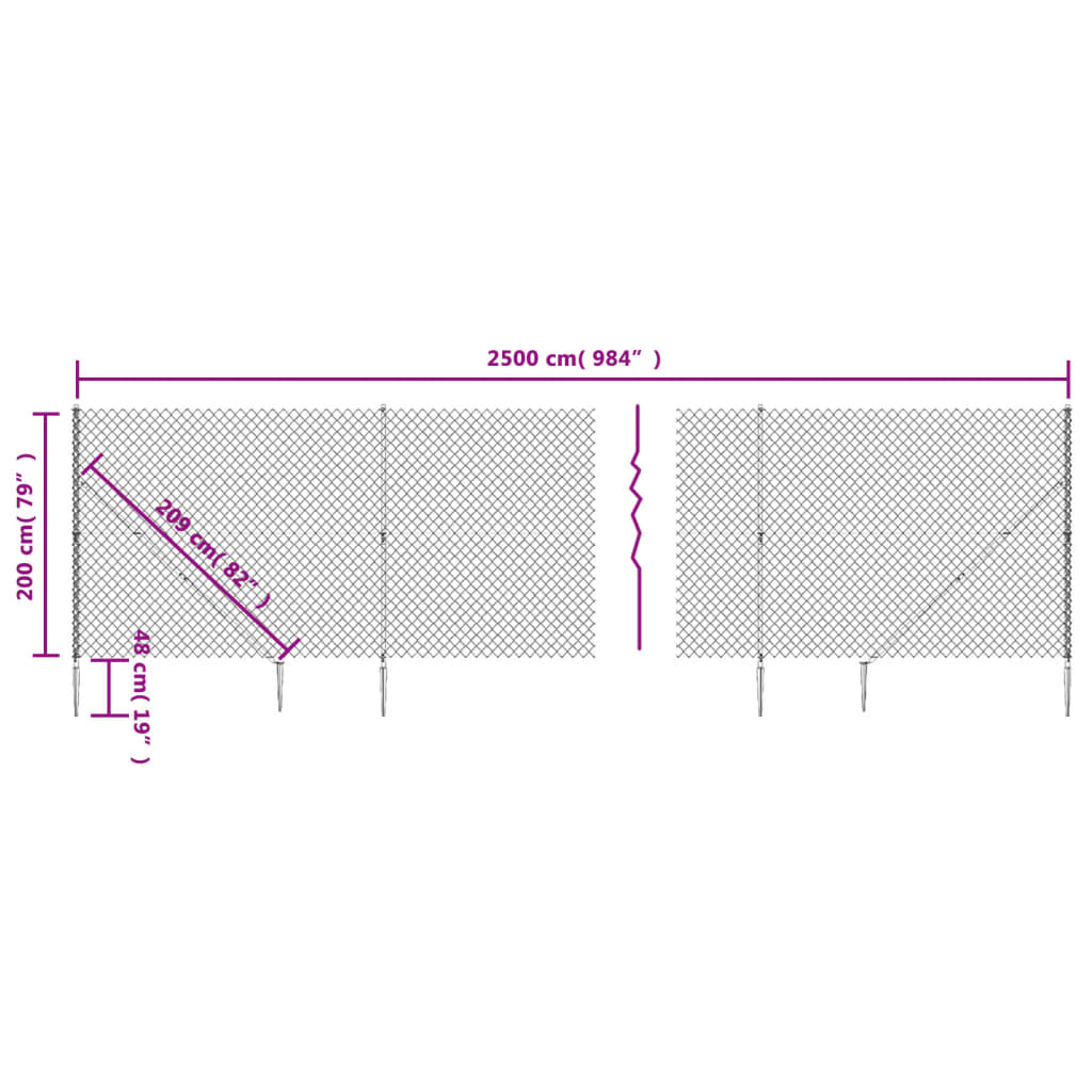 vidaXL Verkkoaita maapiikeillä vihreä 2x25 m