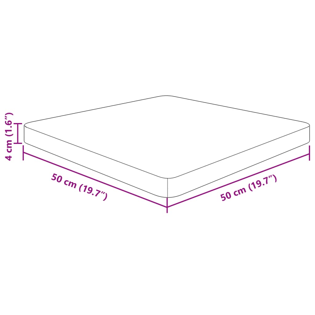 vidaXL Pöytälevy neliö tummanruskea 50x50x4 cm käsitelty täysi tammi