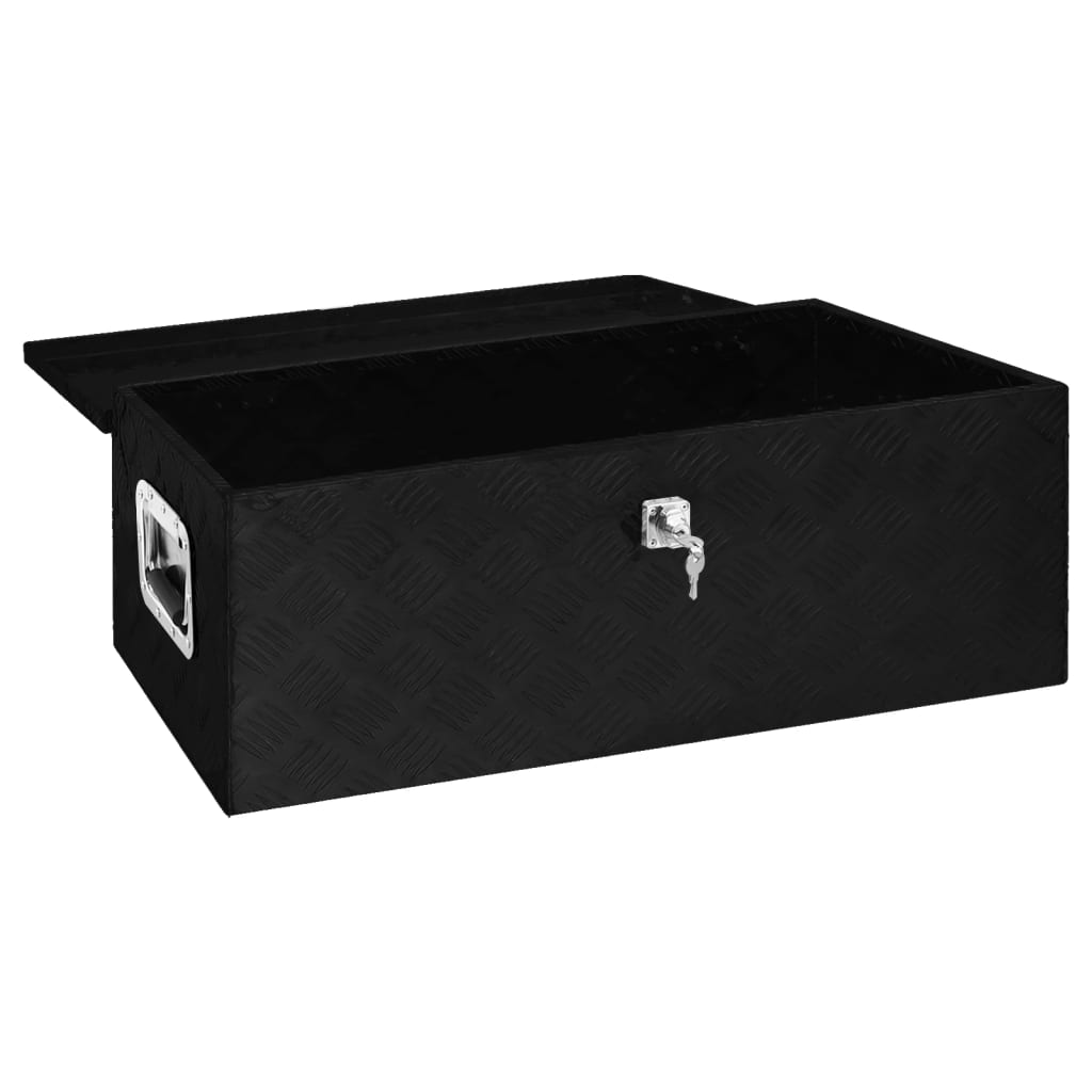 vidaXL Säilytyslaatikko musta 90x47x33,5 cm alumiini