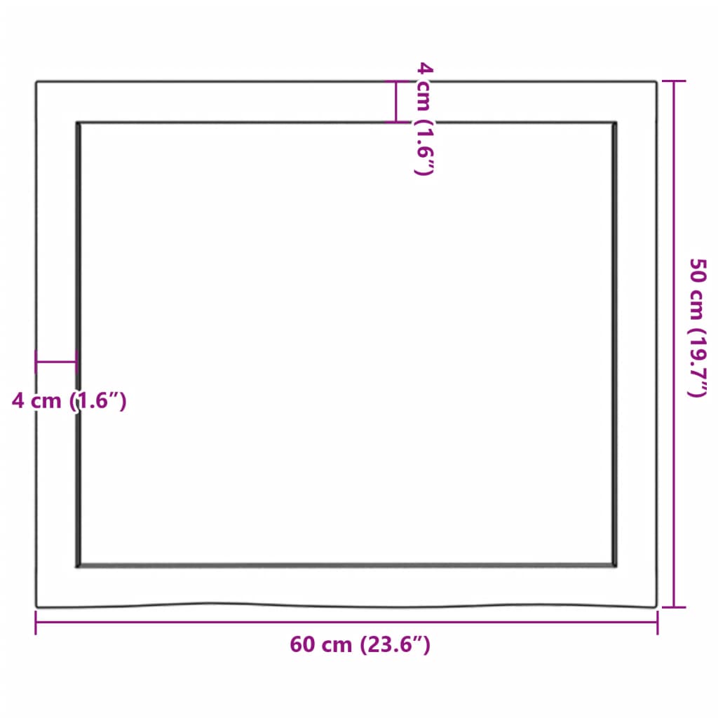 vidaXL Kylpyhuoneen työtaso v.ruskea 60x50x(2-6)cm käsitelty täysi puu