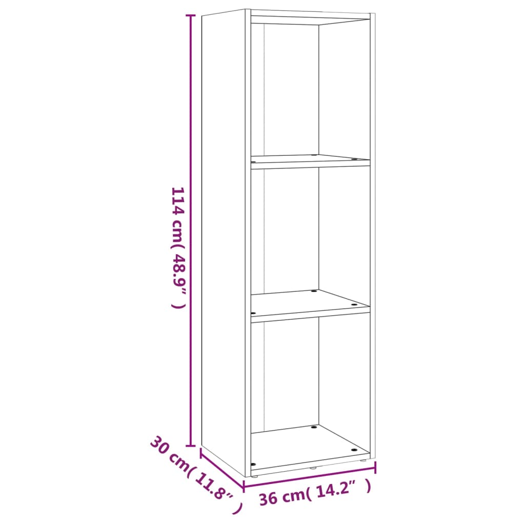 vidaXL Kirjahylly / TV-taso harmaa Sonoma 36x30x114 cm tekninen puu