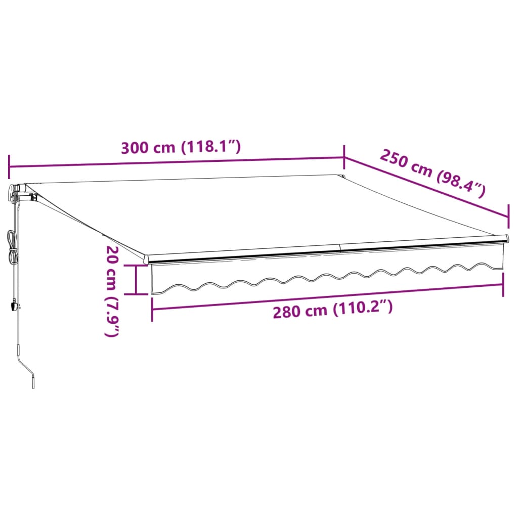 vidaXL Automaattimarkiisi viininpunainen 300x250 cm