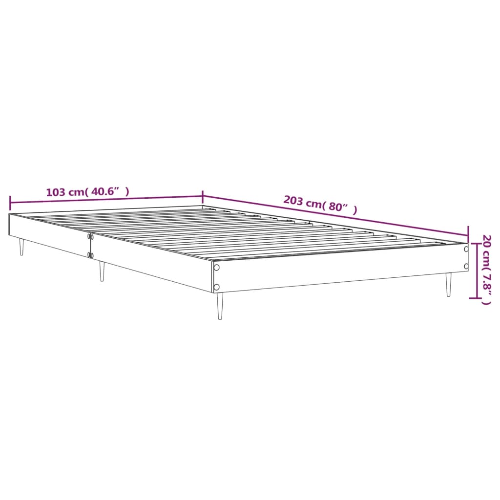 vidaXL Sängynrunko ruskea tammi 100x200 cm tekninen puu