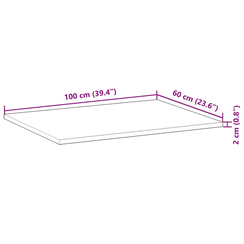 vidaXL Kylpyhuoneen pöytälevy 100x60x2 cm käsittelemätön täysi akasia