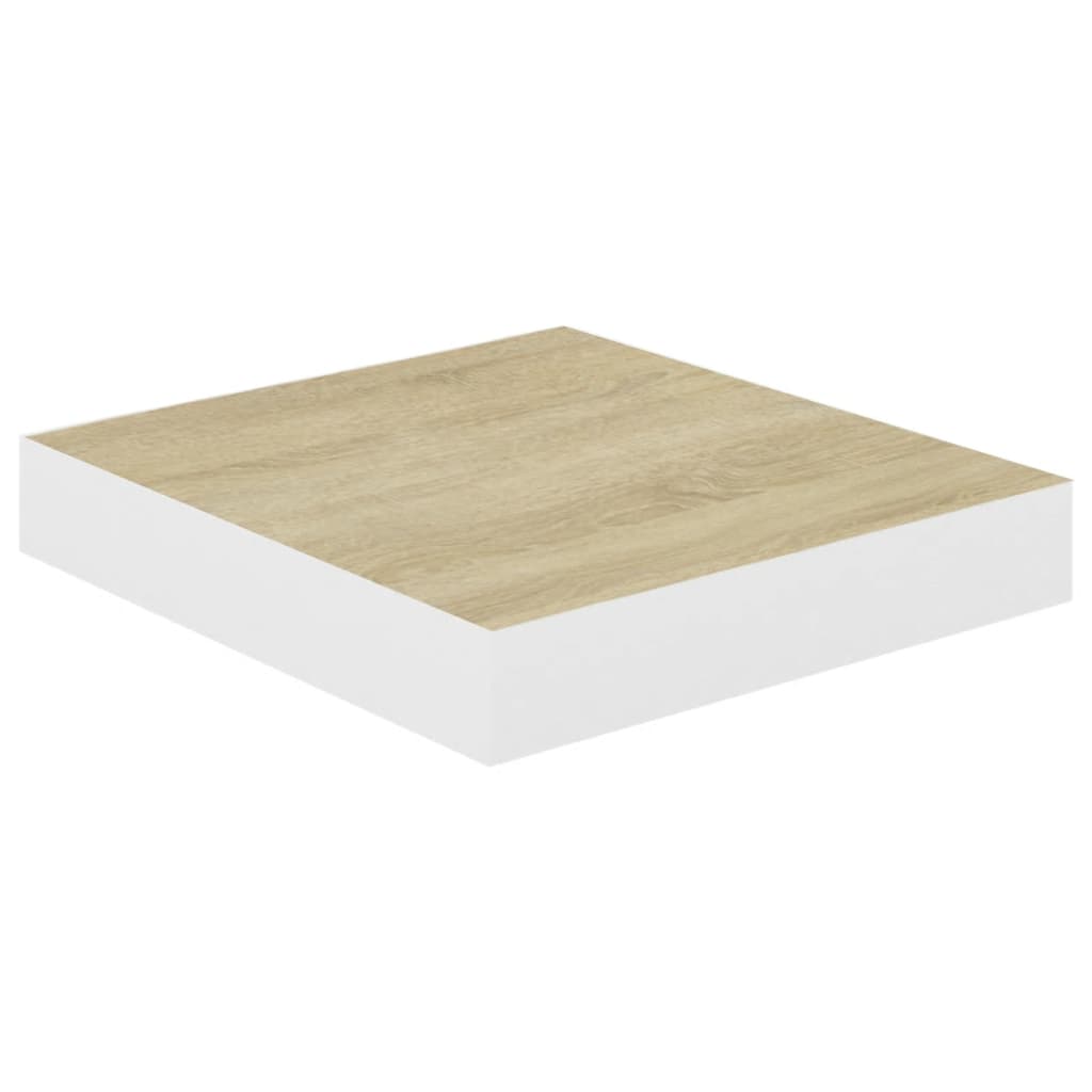 vidaXL Kelluvat seinähyllyt 2 kpl tammi ja valkoinen 23x23,5x3,8cm MDF