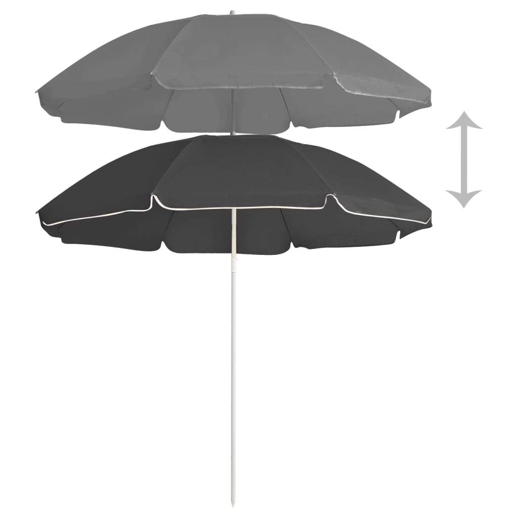 vidaXL Puutarha-aurinkovarjo terästolpalla antrasiitti 180 cm