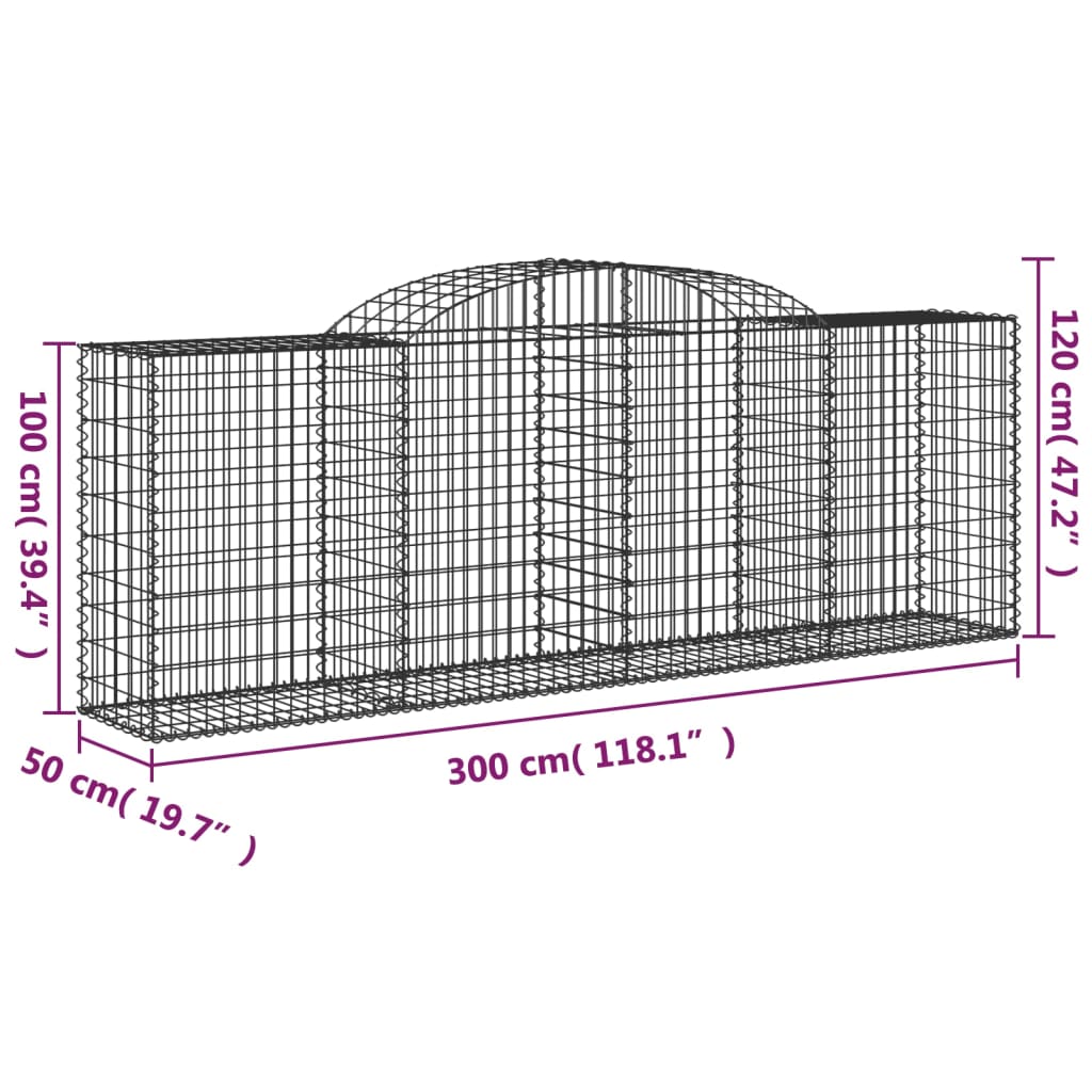 vidaXL Kaarevat kivikorit 7 kpl 300x50x100/120 cm galvanoitu rauta