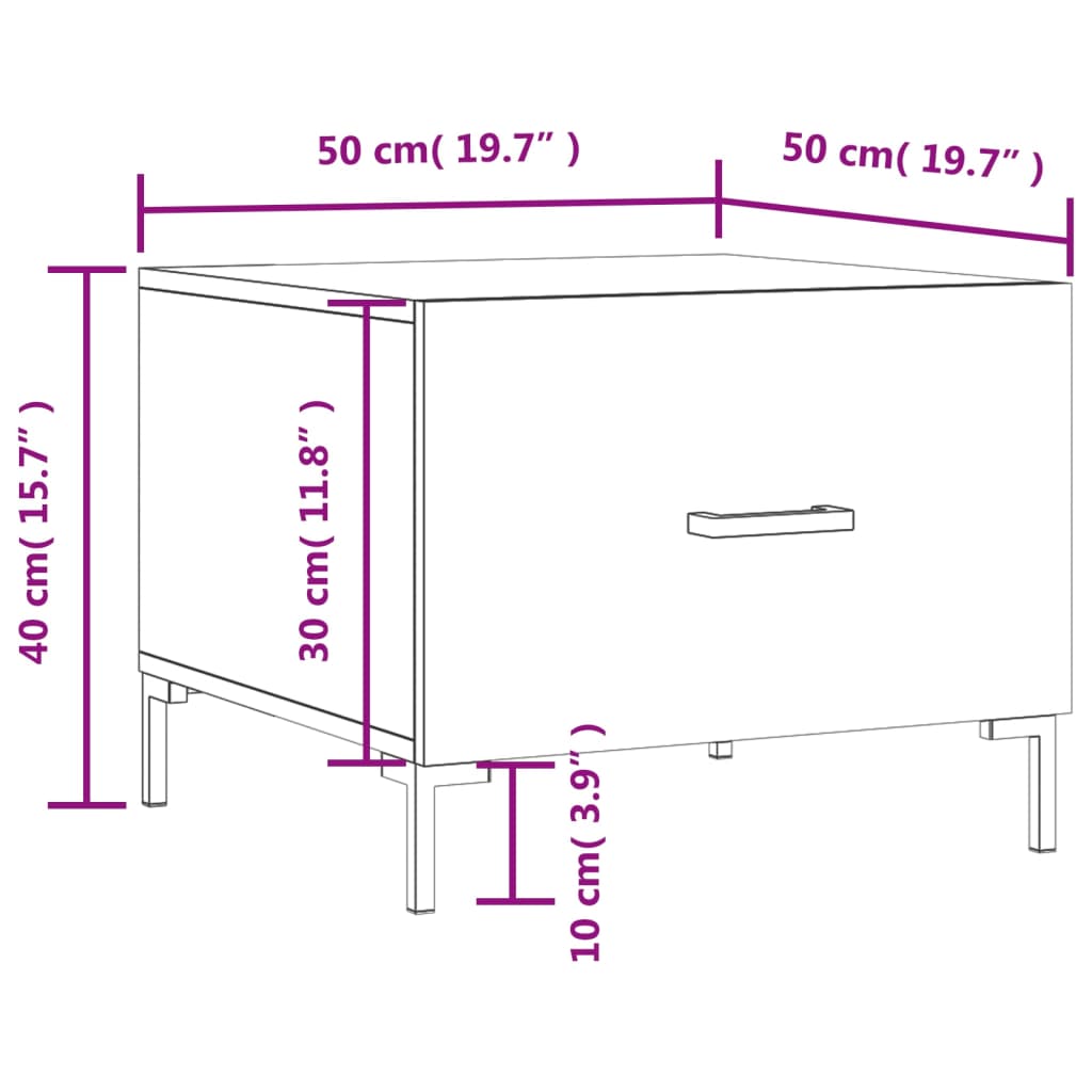 vidaXL Sohvapöydät 2 kpl harmaa Sonoma 50x50x40 cm tekninen puu