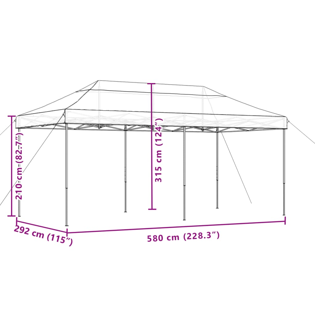 vidaXL Taitettava pop-up juhlateltta vihreä 580x292x315 cm