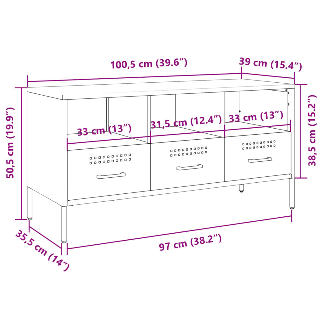 vidaXL TV-taso sinapinkeltainen 100,5x39x50,5 cm teräs