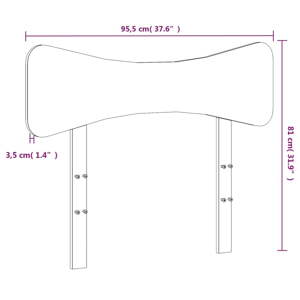 vidaXL Sängynpääty valkoinen 90 cm täysi mänty