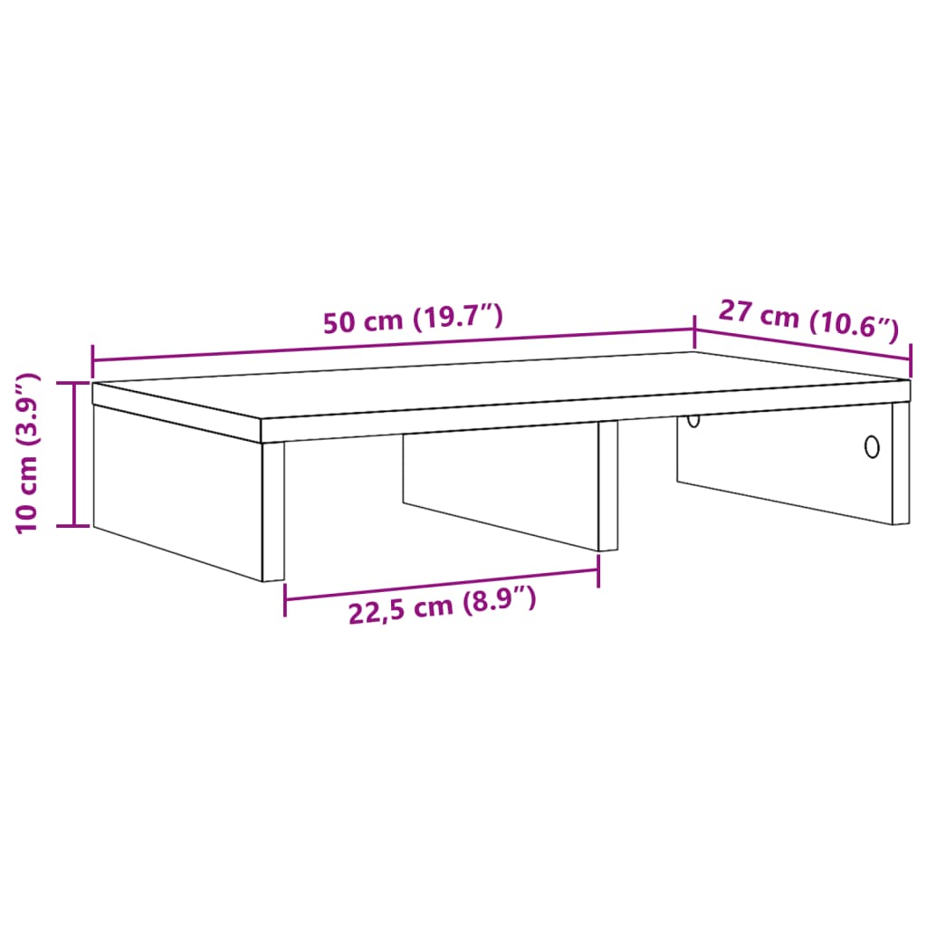 vidaXL Näyttöteline Sonoma-tammi 50x27x10 cm tekninen puu