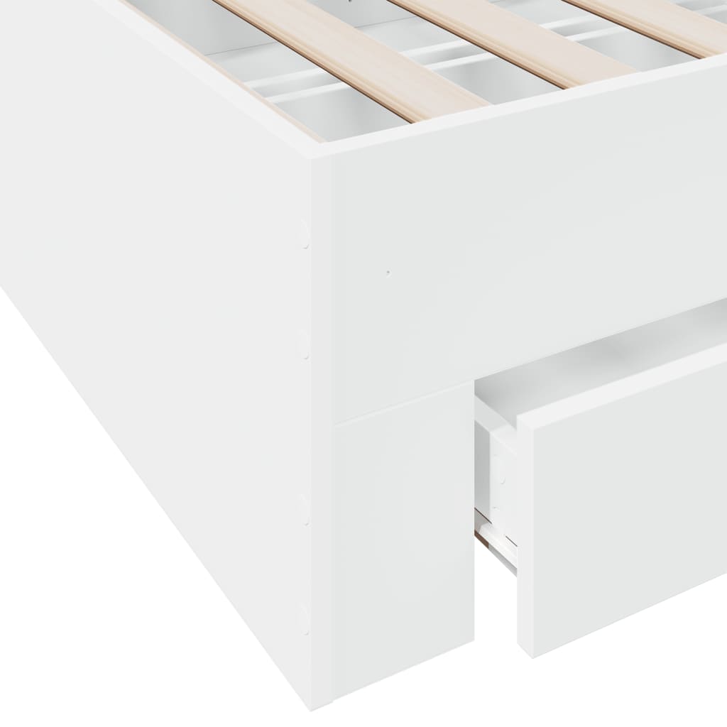 vidaXL Sängynrunko laatikoilla valkoinen 150x200 cm tekninen puu