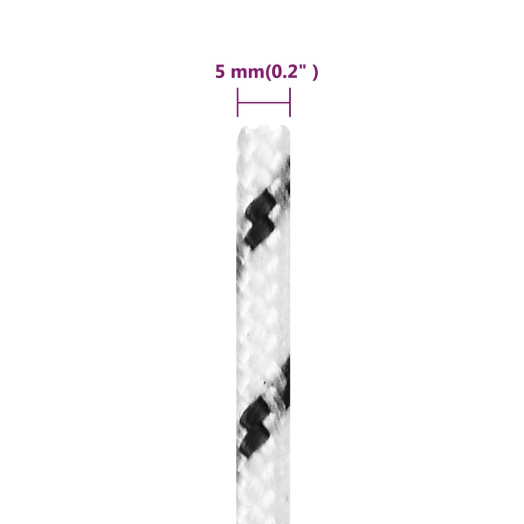 vidaXL Punottu veneköysi valkoinen 5 mm x 500 m polyesteri