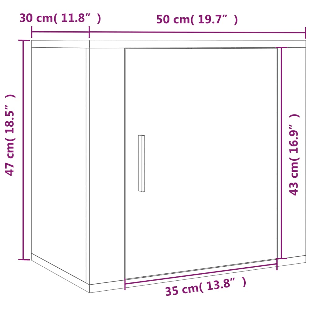 vidaXL Seinäkiinnitettävät yöpöydät 2 kpl ruskea tammi 50x30x47 cm