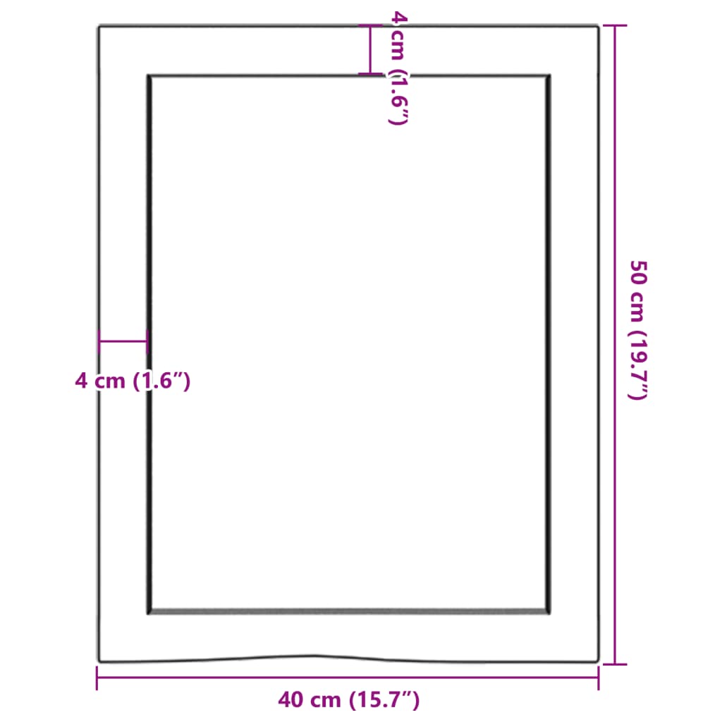 vidaXL Kylpyhuoneen työtaso t.ruskea 40x50x(2-4)cm käsitelty täyspuu