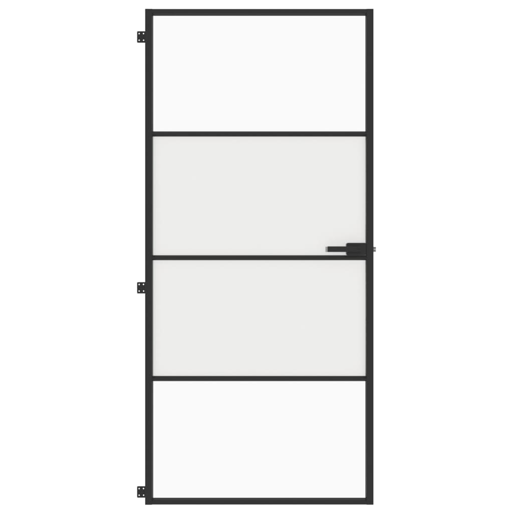 vidaXL Sisäovi ohut musta 93x201,5 cm karkaistu lasi ja alumiini