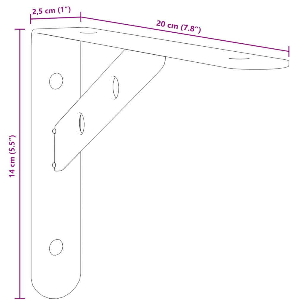 vidaXL Seinätelineet kpl 20x2,5x14 cm hopea ruostumaton teräs