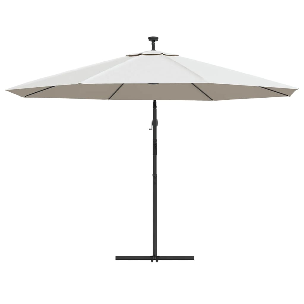 vidaXL Aurinkovarjo cantilever LED ja terästolppa 350 cm hiekka