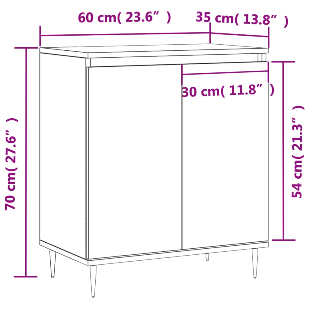 vidaXL Senkki betoninharmaa 60x35x70 cm tekninen puu