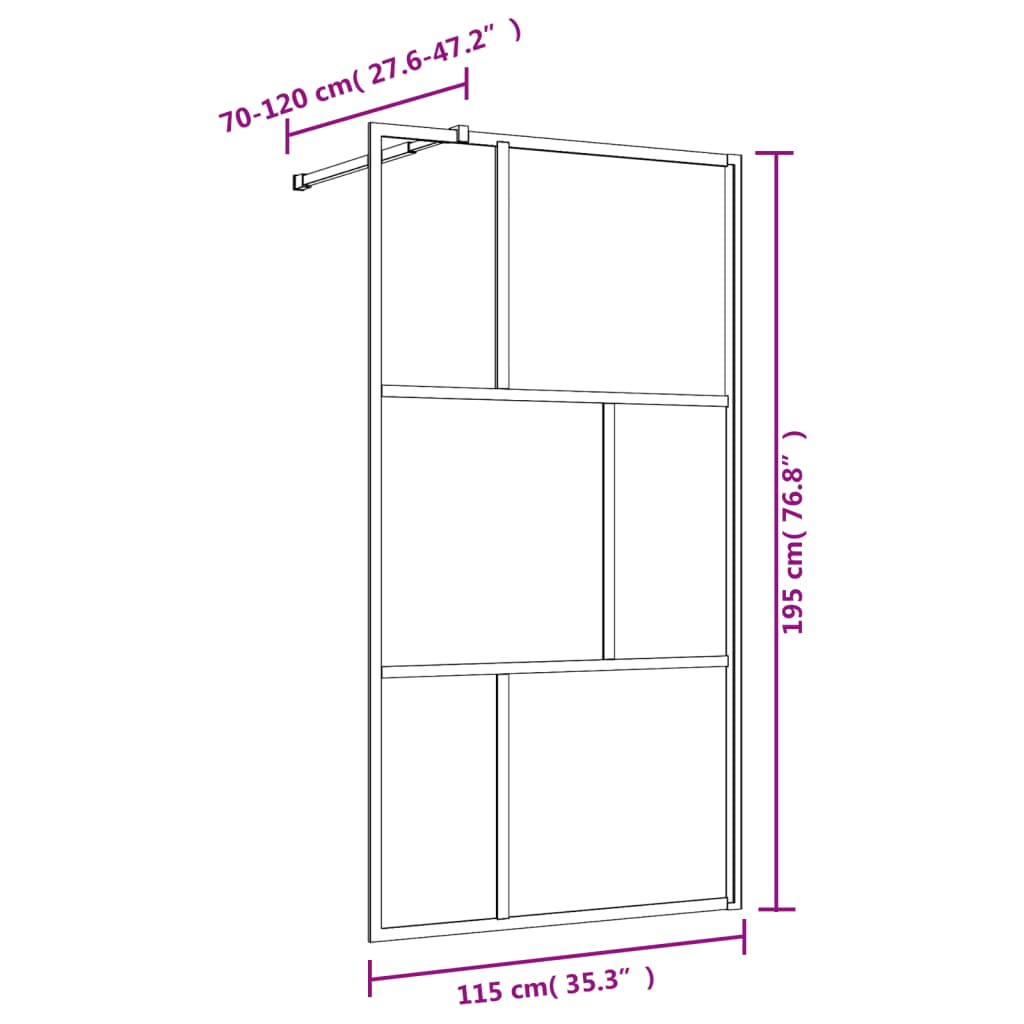 vidaXL Walk-in suihkun seinäke kirkas ESG-lasi punainen 115x195 cm