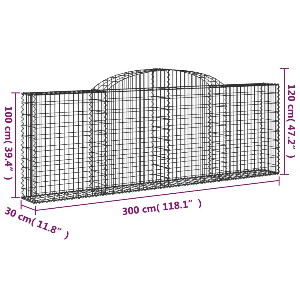 vidaXL Kaarevat kivikorit 13 kpl 300x30x100/120 cm galvanoitu rauta