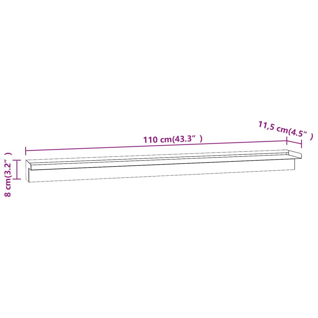 vidaXL Vesiputous suihkulähde LED-valoilla ruostumaton teräs 110 cm