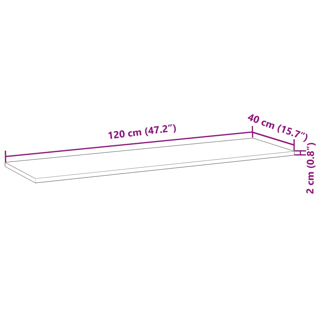 vidaXL Kelluva hylly 120x40x2 cm öljytty täysi akasiapuu