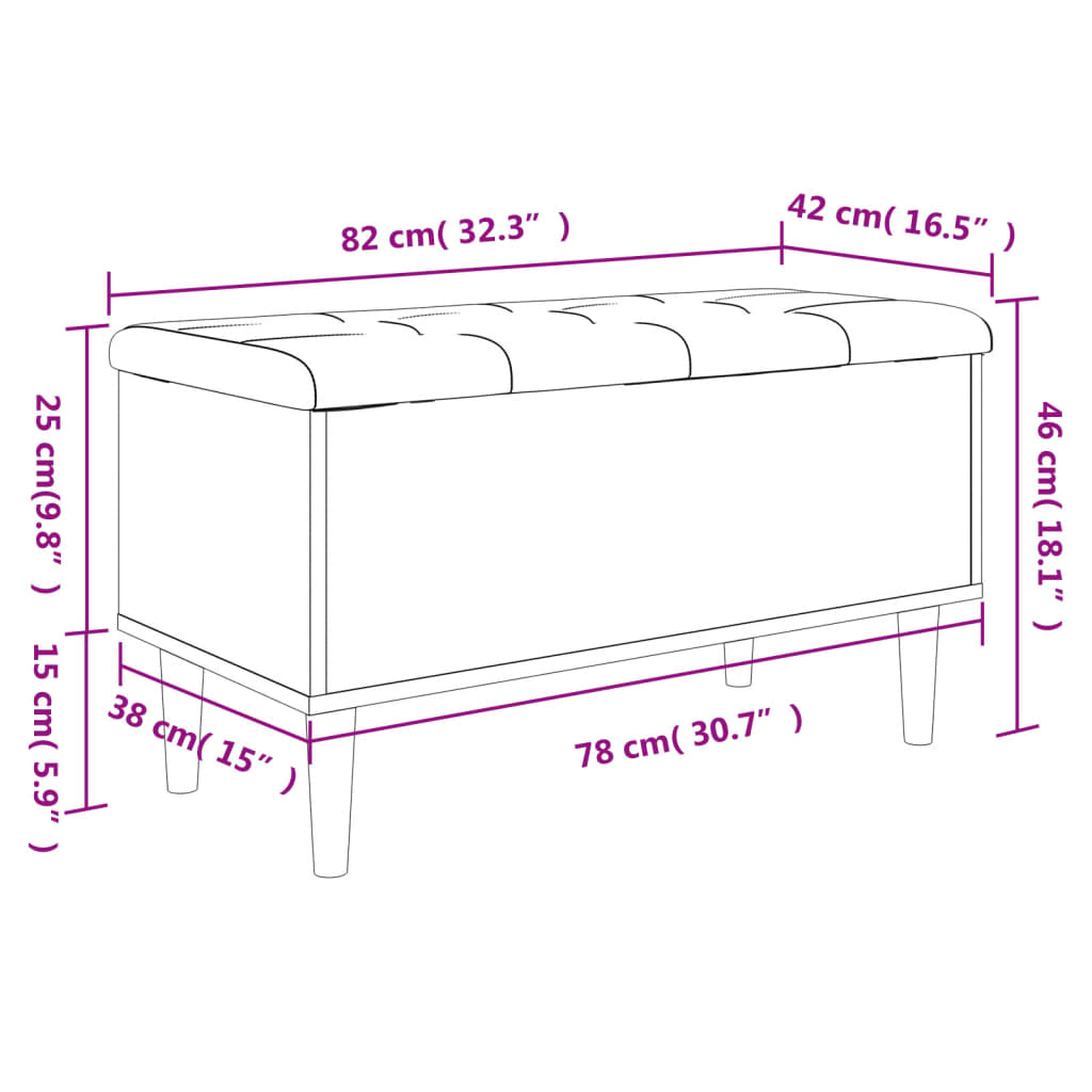 vidaXL Säilytyspenkki harmaa Sonoma 82x42x46 cm tekninen puu