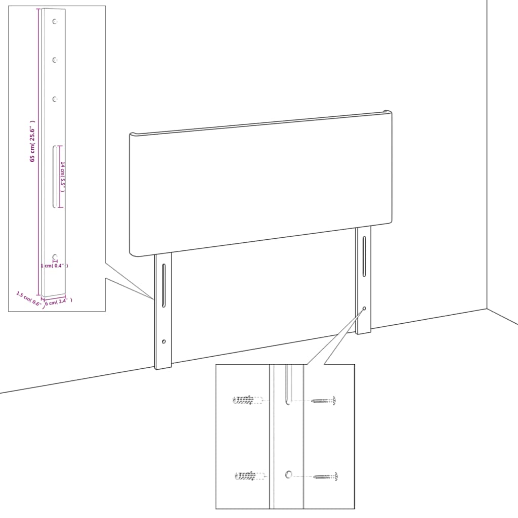 vidaXL Päätylevy musta 100x5x78/88 cm keinonahka