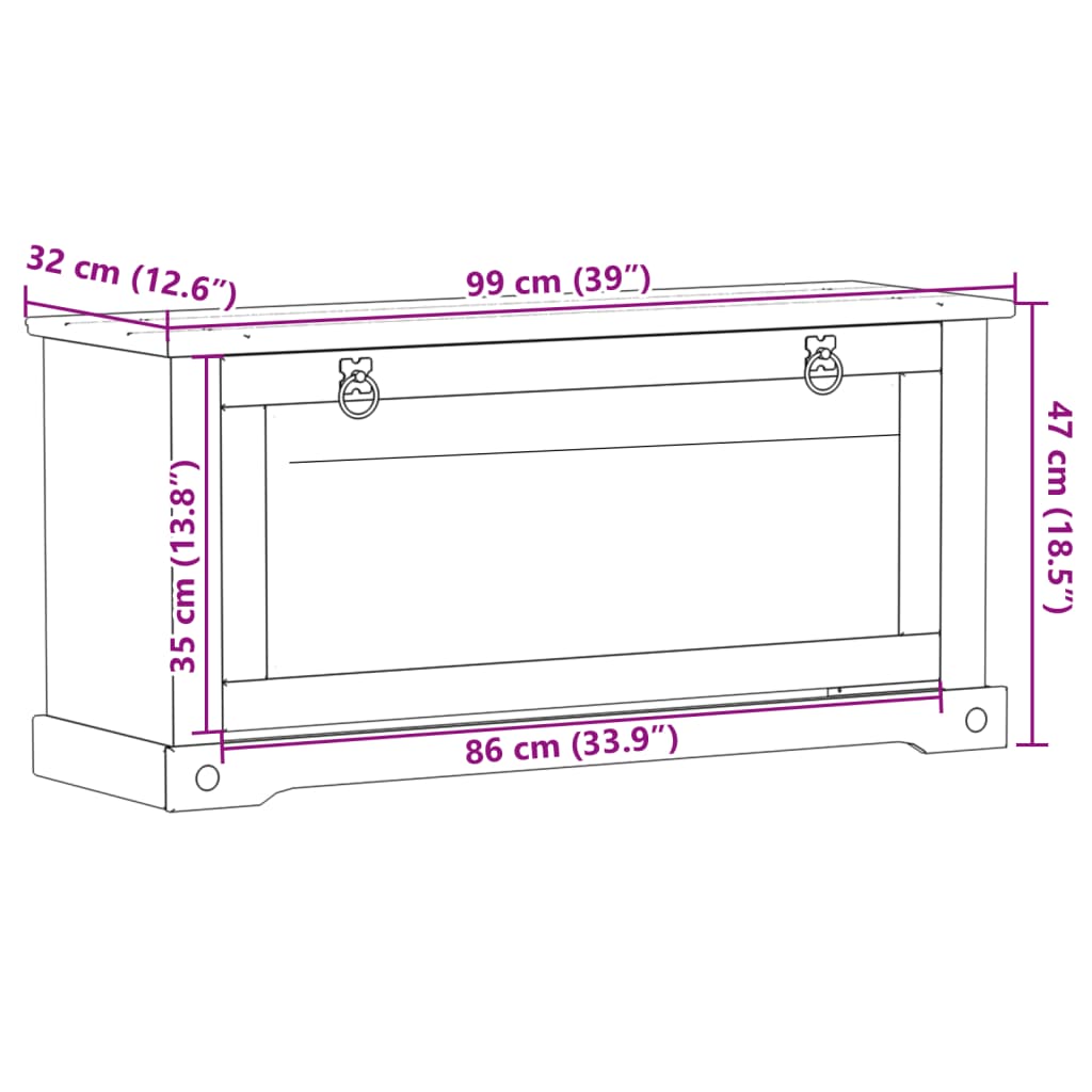 vidaXL Kenkäkaappi Corona 99x32x47 cm täysi mänty