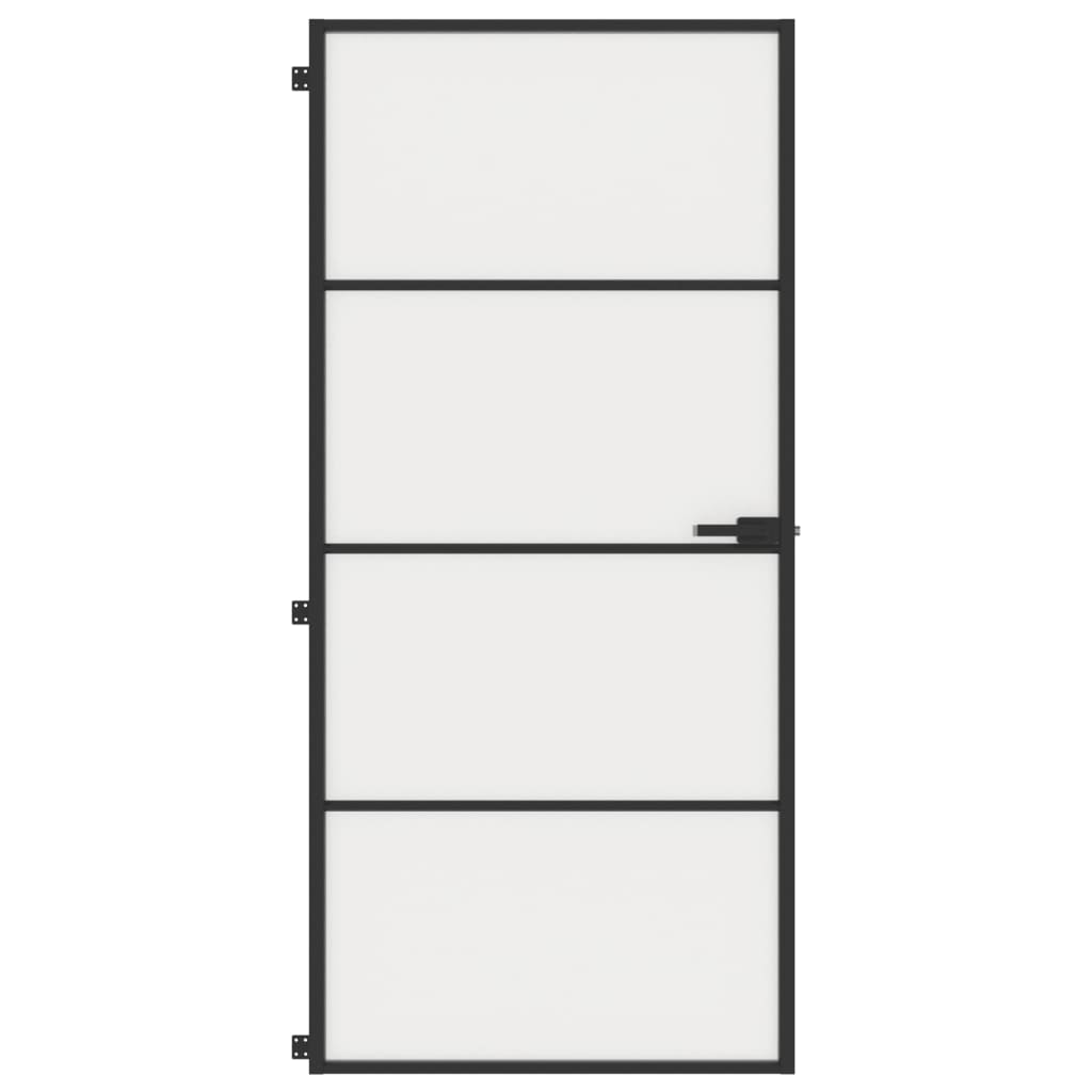 vidaXL Sisäovi ohut musta 93x201,5 cm karkaistu lasi ja alumiini