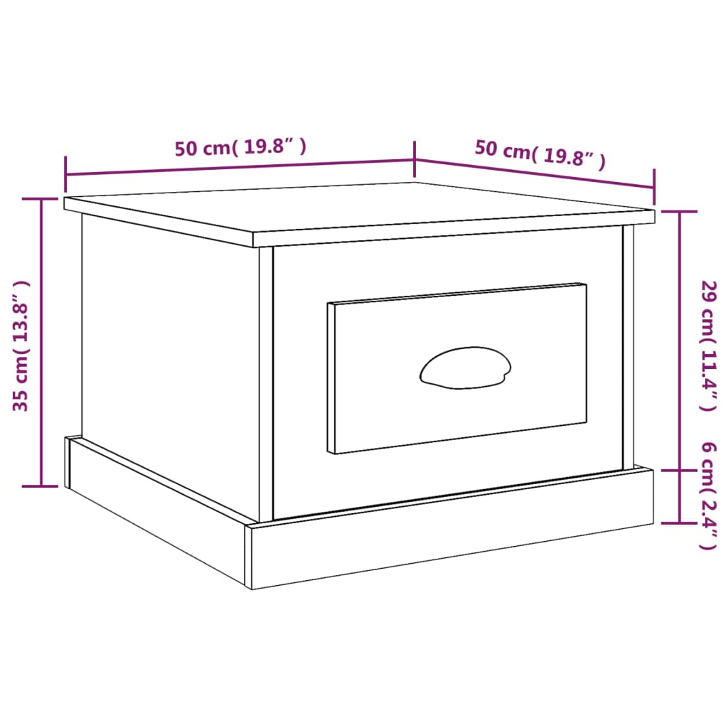 vidaXL Sohvapöytä ruskea tammi 50x50x35 cm tekninen puu