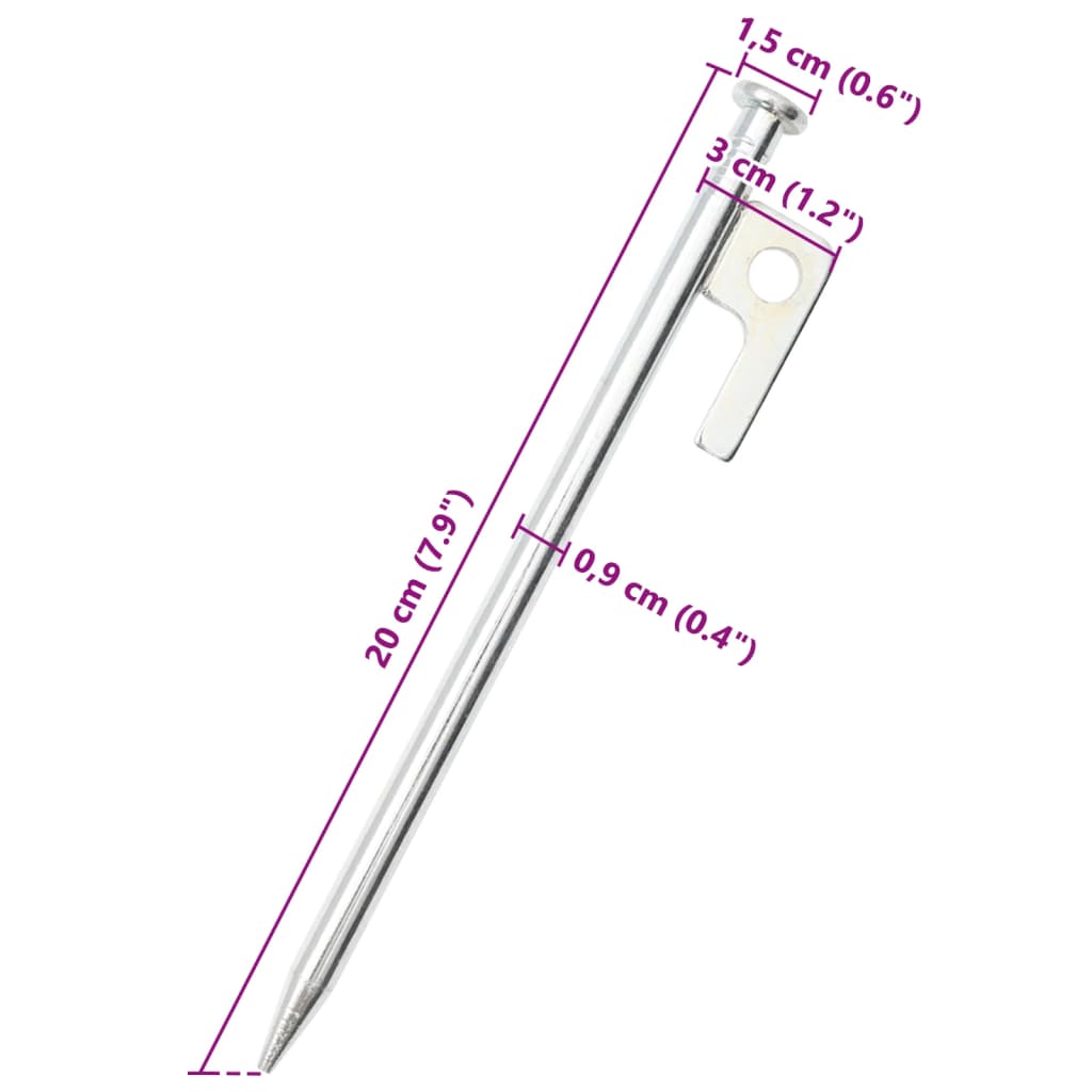 vidaXL Telttatapit 24 kpl 20 cm 9 mm galvanoitu teräs