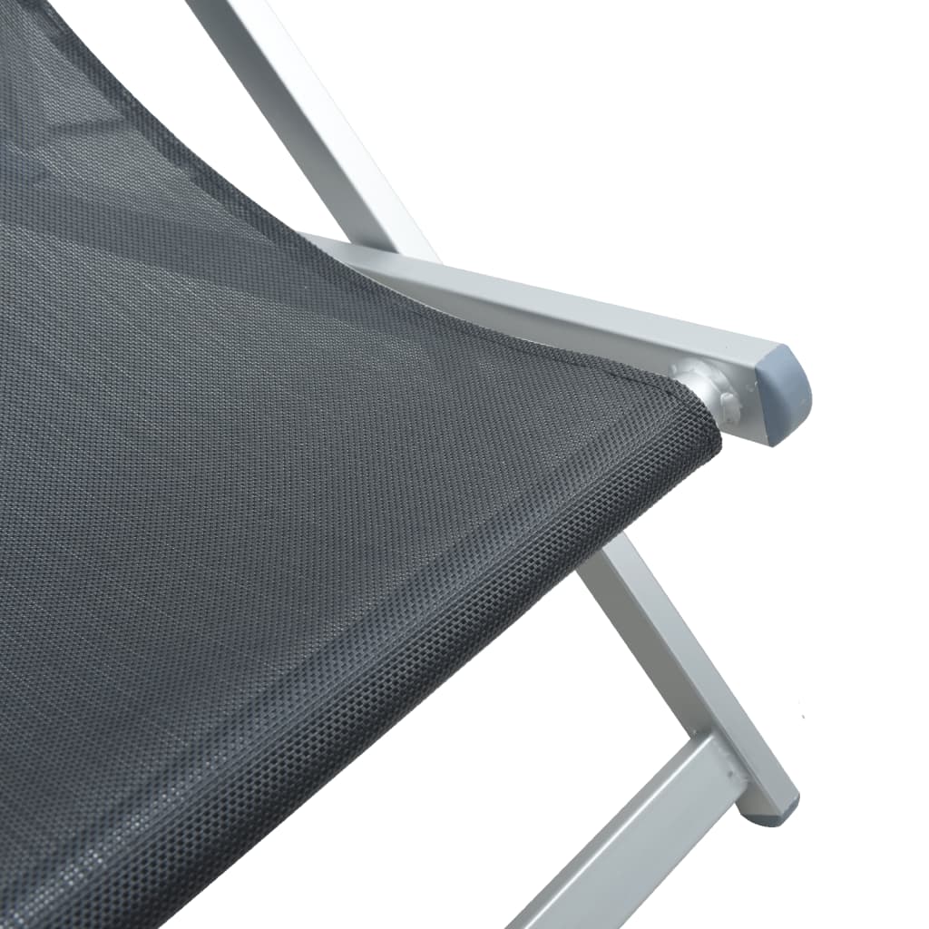 vidaXL Kokoontaittuvat rantatuolit 2 kpl harmaa alumiini ja textilene