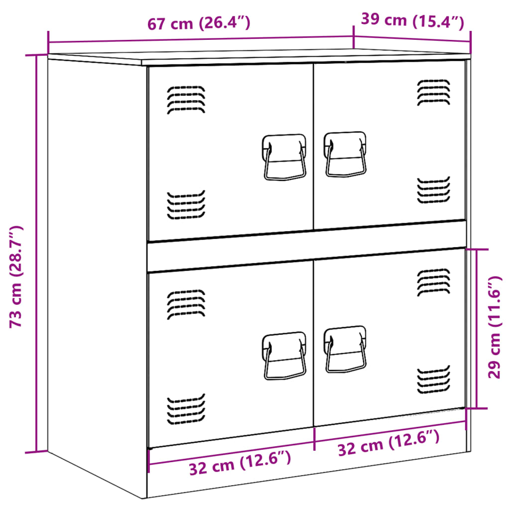 vidaXL Senkki antrasiitti 67x39x73 cm teräs