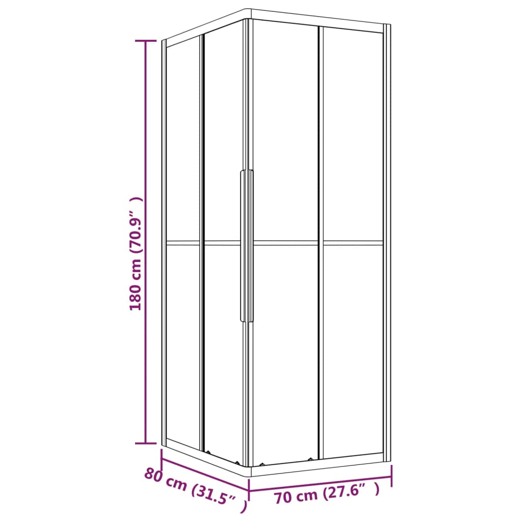 vidaXL Suihkukaappi huurrettu ESG 80x70x180 cm musta