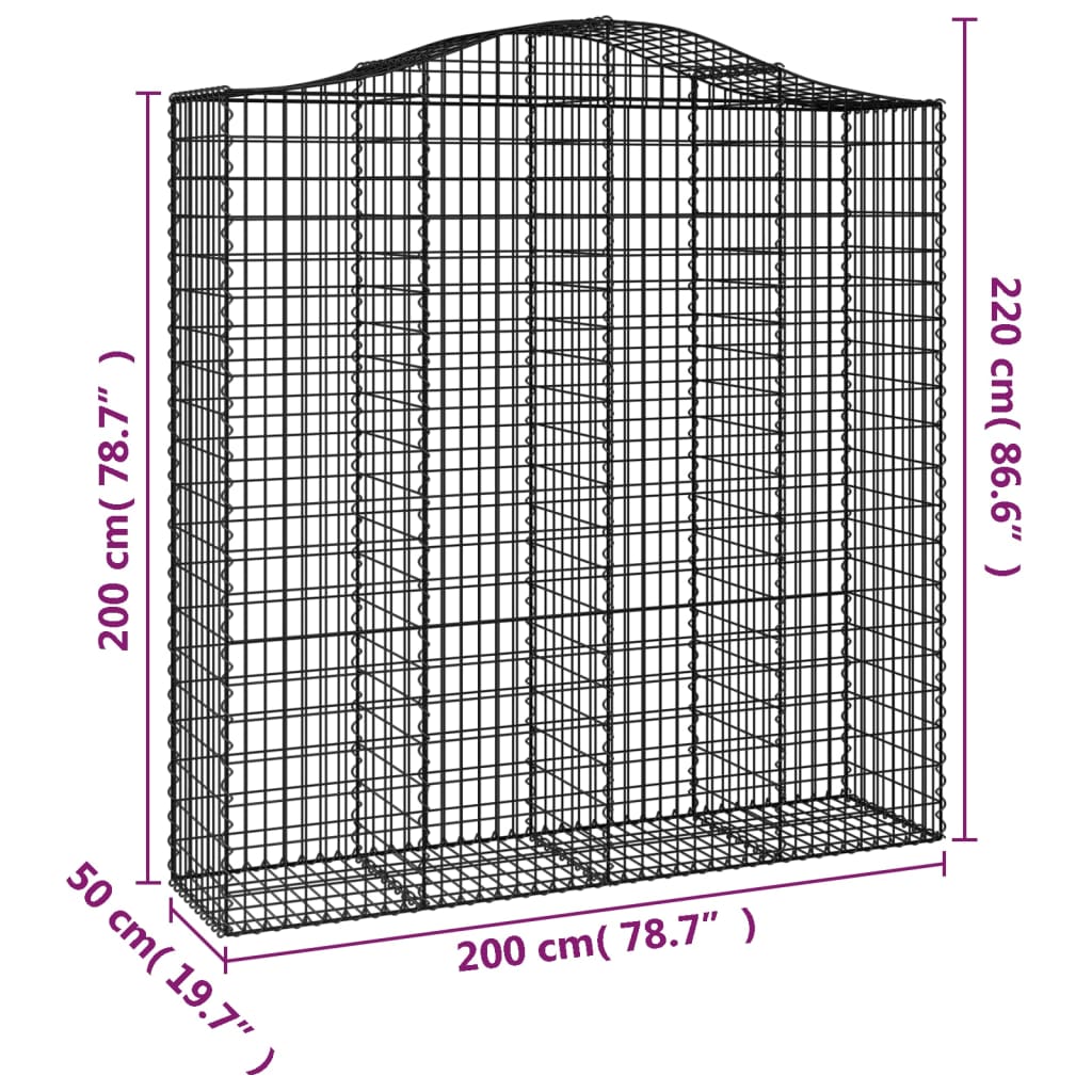 vidaXL Kaarevat kivikorit 2 kpl 200x50x200/220 cm galvanoitu rauta