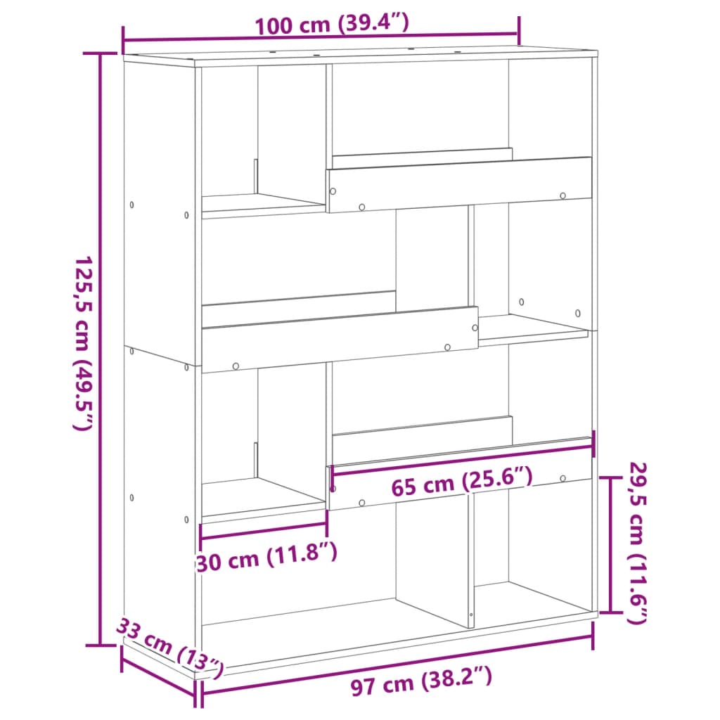 vidaXL Huoneenjakaja valkoinen 100x33x125,5 cm tekninen puu