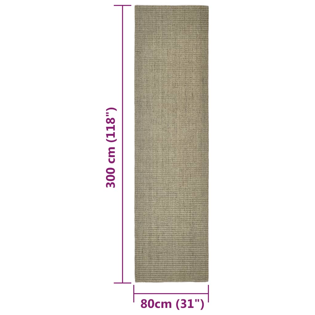 vidaXL Sisalmatto raapimispuulle taupe 80x300 cm