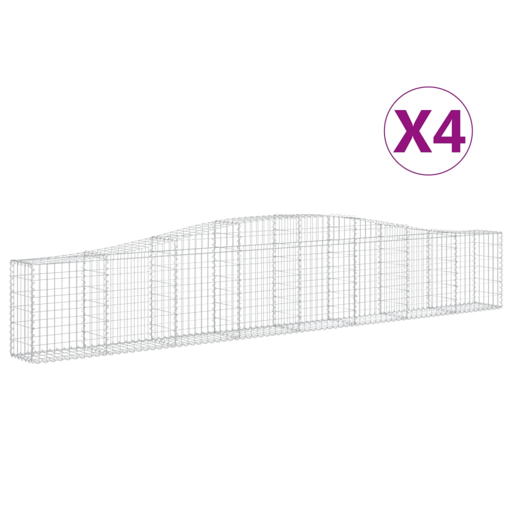 vidaXL Kaarevat kivikorit 4 kpl 400x30x60/80 cm galvanoitu rauta