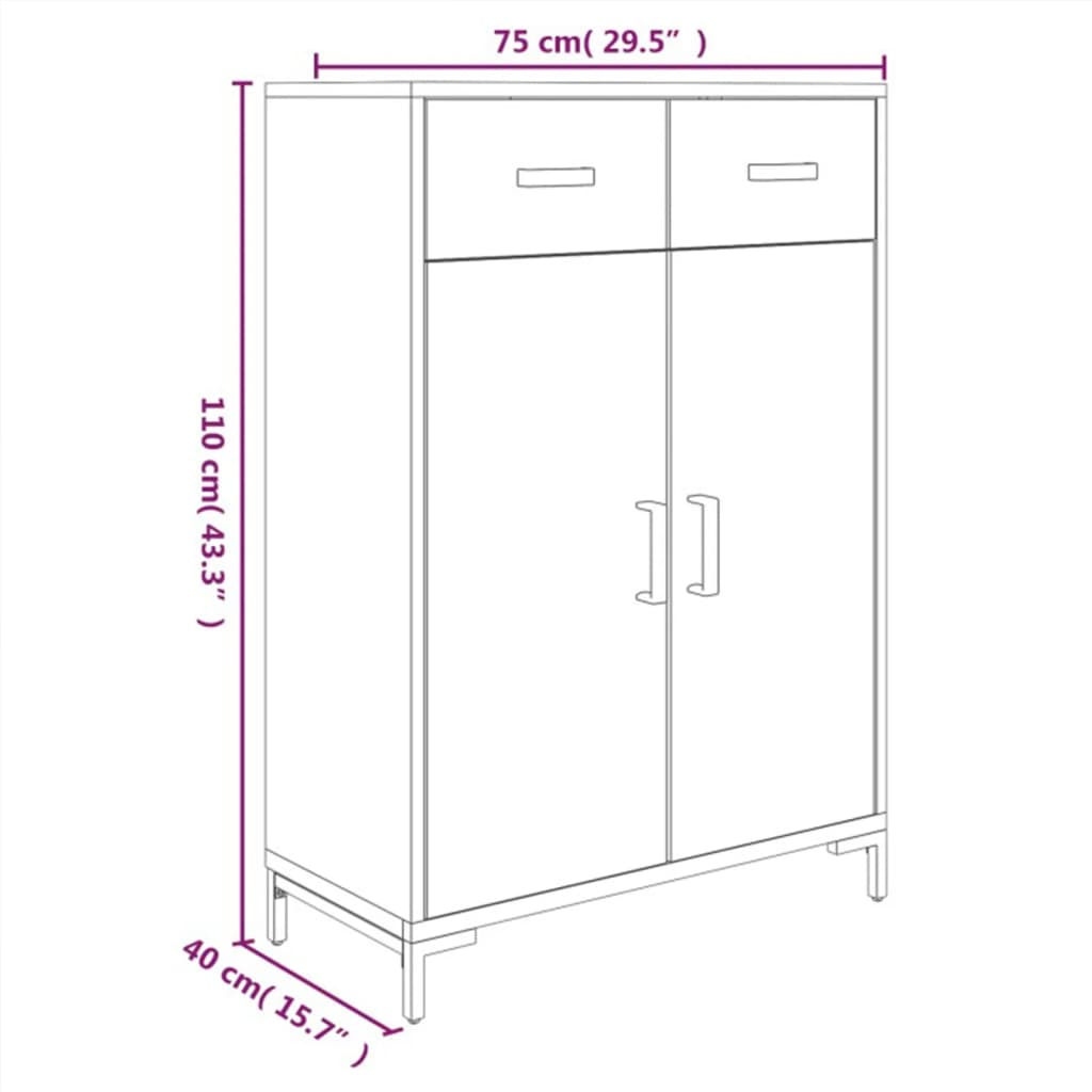 vidaXL Kenkäkaappi musta 75x40x110 cm täysi mänty