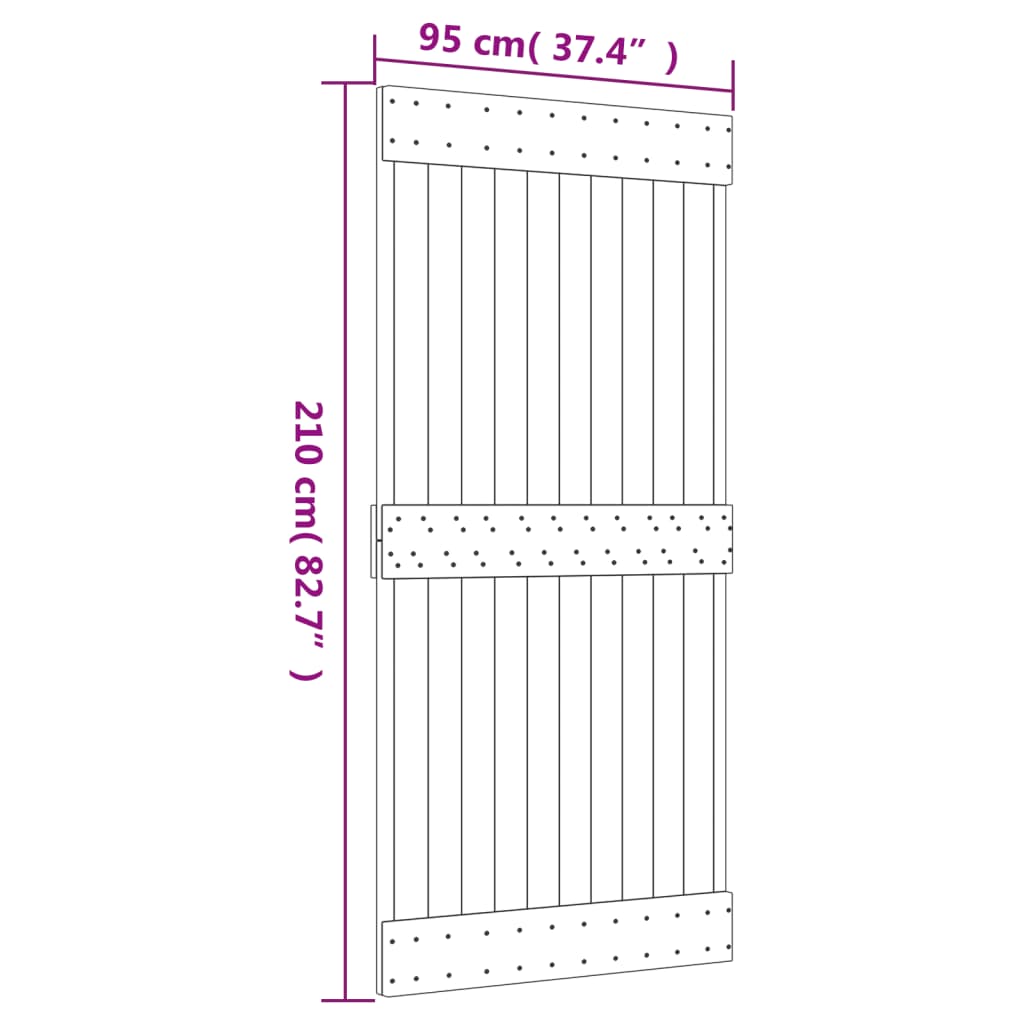 vidaXL Liukuovi asennustarvikkeineen 95x210 cm täysi mänty